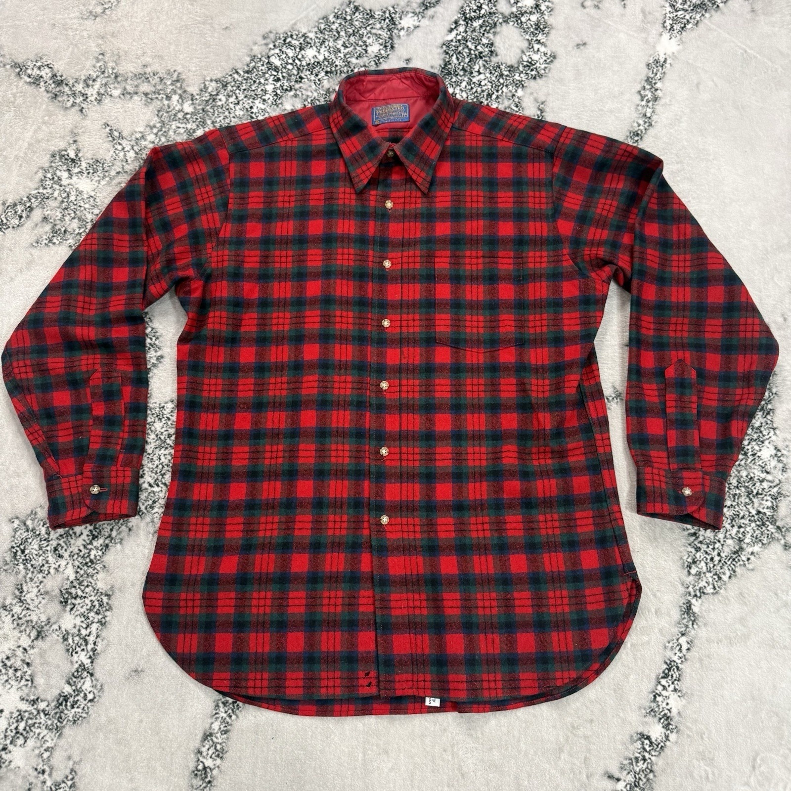 Vintage Pendleton Board Shirt Mens L Red Green Plaid Virgin Wool Usa Made